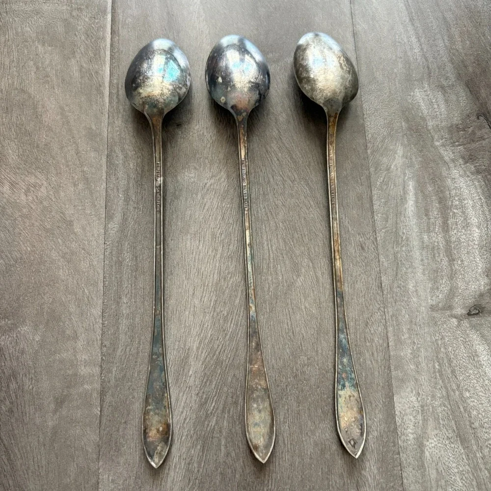 Vintage New England‎ Silver Plate Rosemary Pattern Ice Tea Spoons Set Of 3